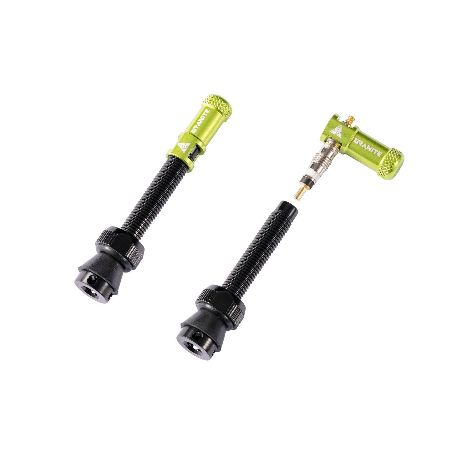 Granite Juicy Nipple Valve Cap and Presta Valve Stem Set